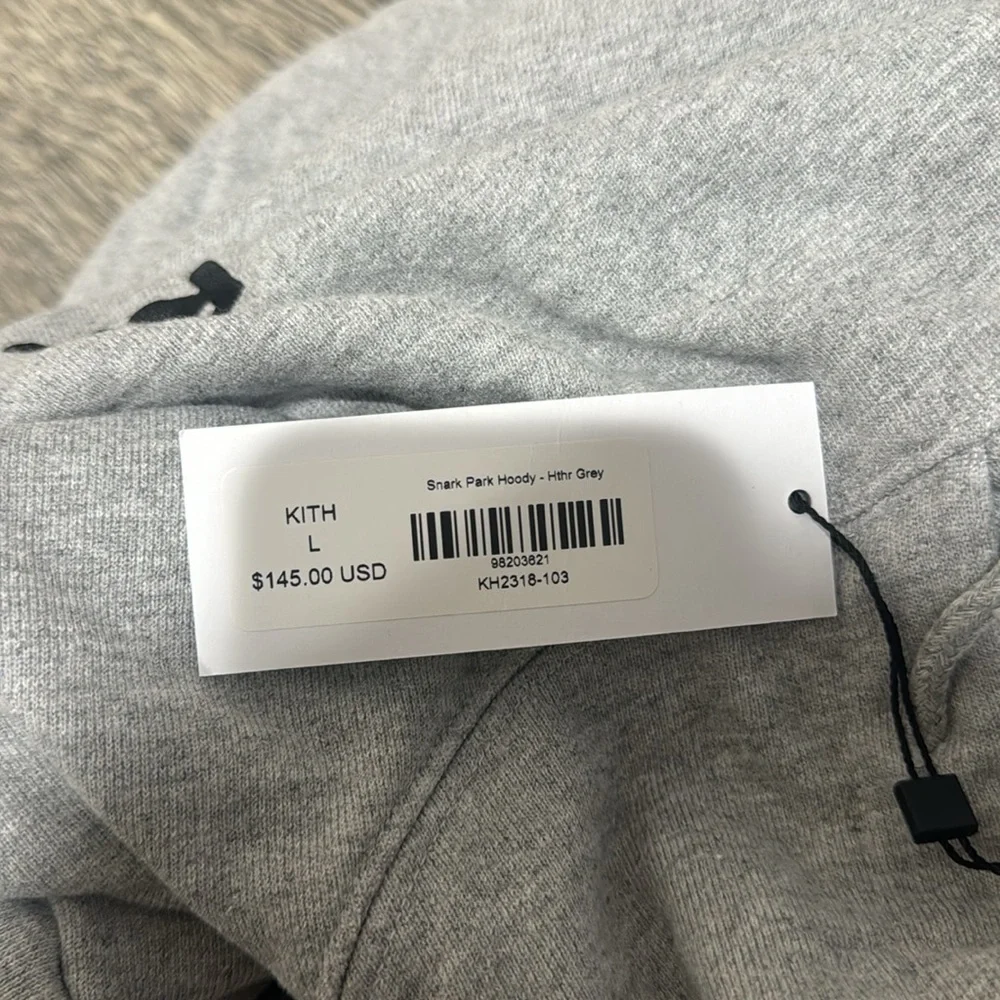 NEW • KITH Brand x Snark Park • Men’s Hooded Sweatshirt Gray Black Logo Large